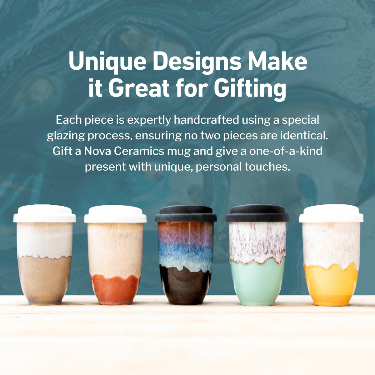 NOVA CERAMICS – To‑Go koffiebeker met deksel