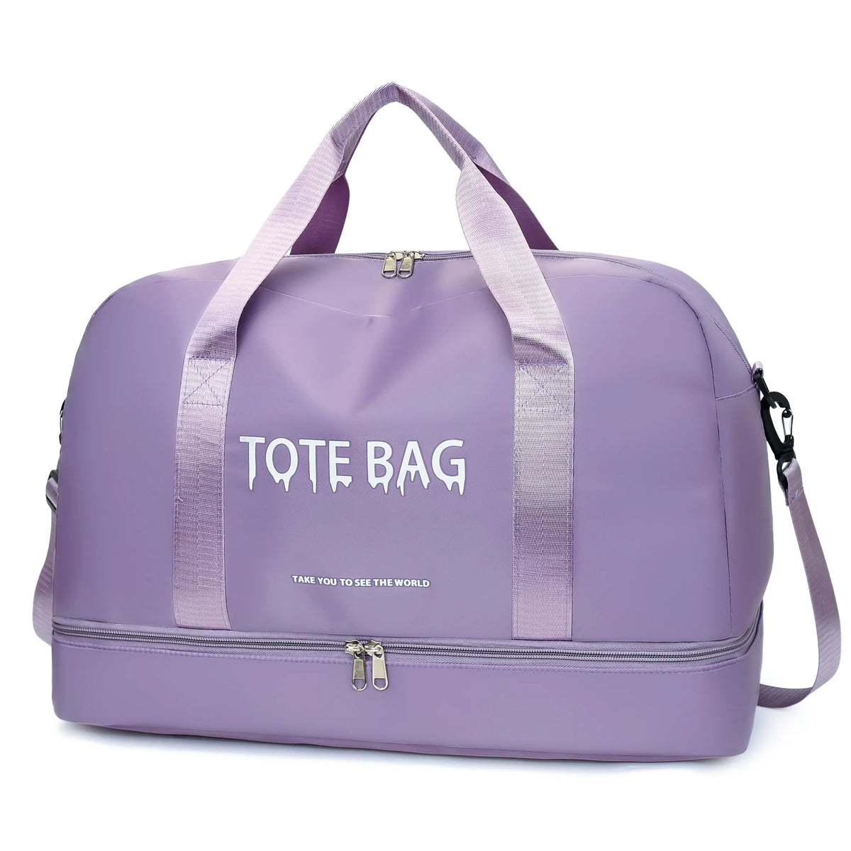 Reistas – Duffle Bag met Schoenenvak &amp; Schouderriem (Paars)